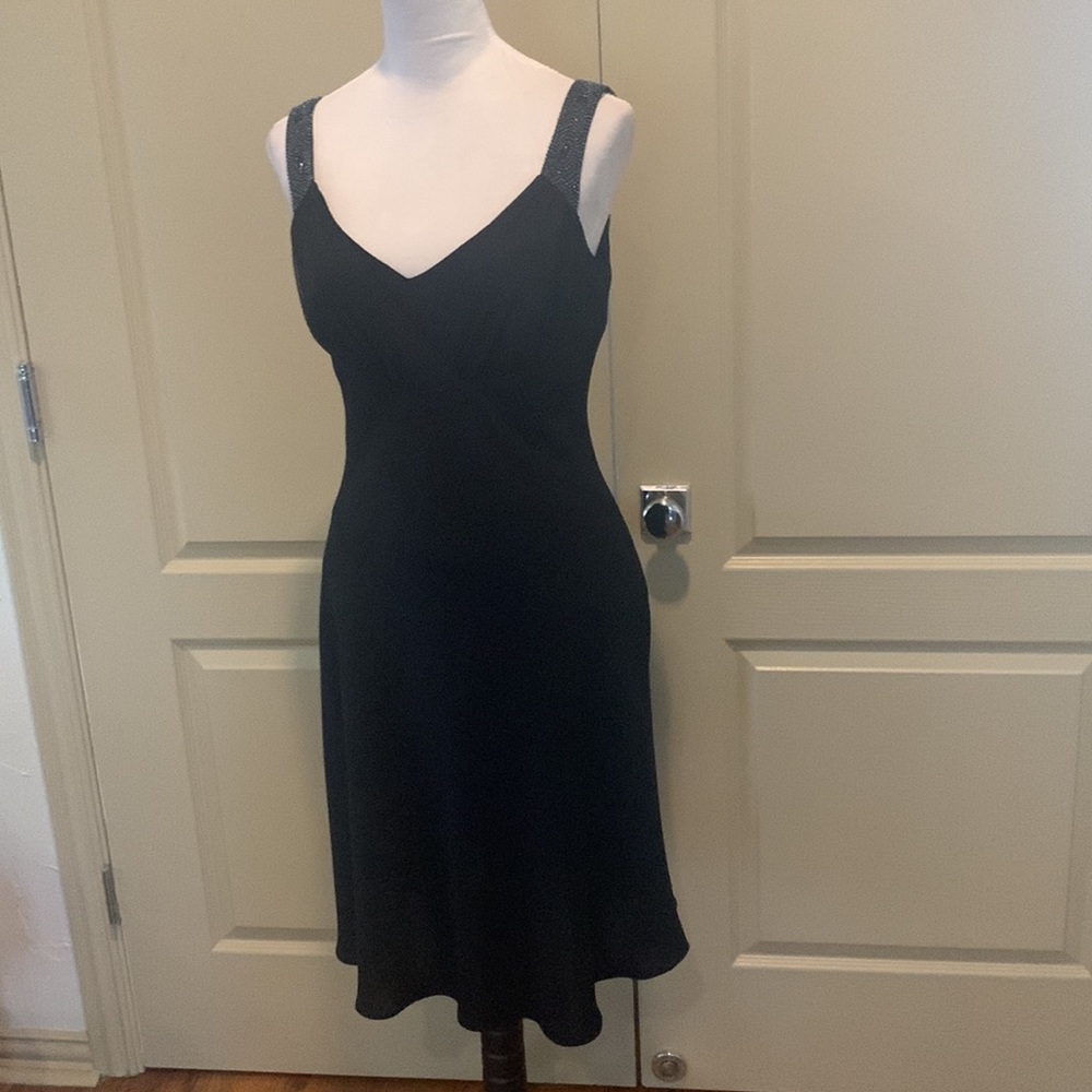 NWT Evan Picone Beaded Black Black Dress 6 - Picture 4 of 9